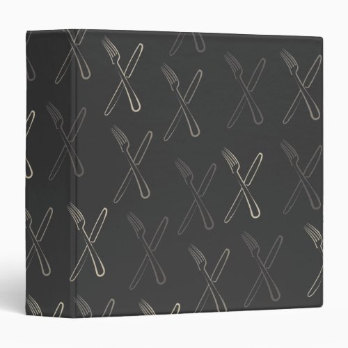 Grey Modern Cutlery Cooking Recipe Book Binder