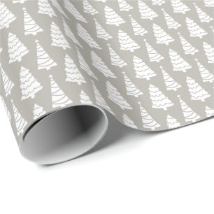Grey Modern Elegant Christmas Trees Gift Wrapping Paper