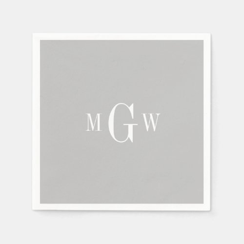 Grey Modern Elegant Monogram Wedding Simple Napkins