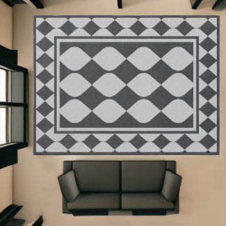Grey Modern Geometric Droplets Art Center Bordered