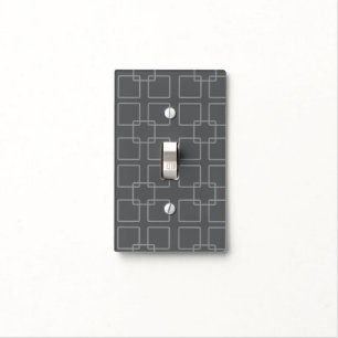 Grey Modern Geometric Squares Light Switch Cover