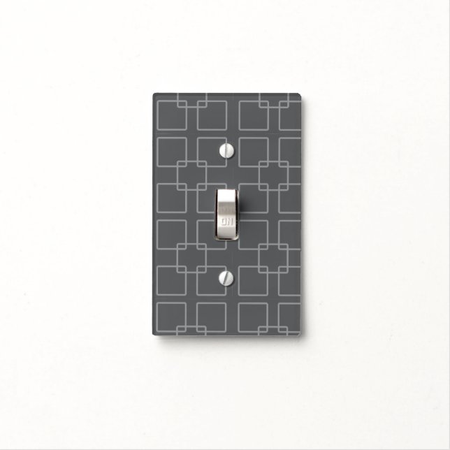Grey Modern Geometric Squares Light Switch Cover (In Situ)