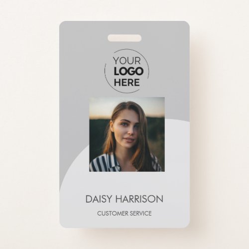 Grey Modern ID card custom logo photo QR code Badge