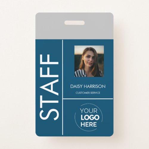 Grey Modern ID for Company Staff with Photo  Logo Badge