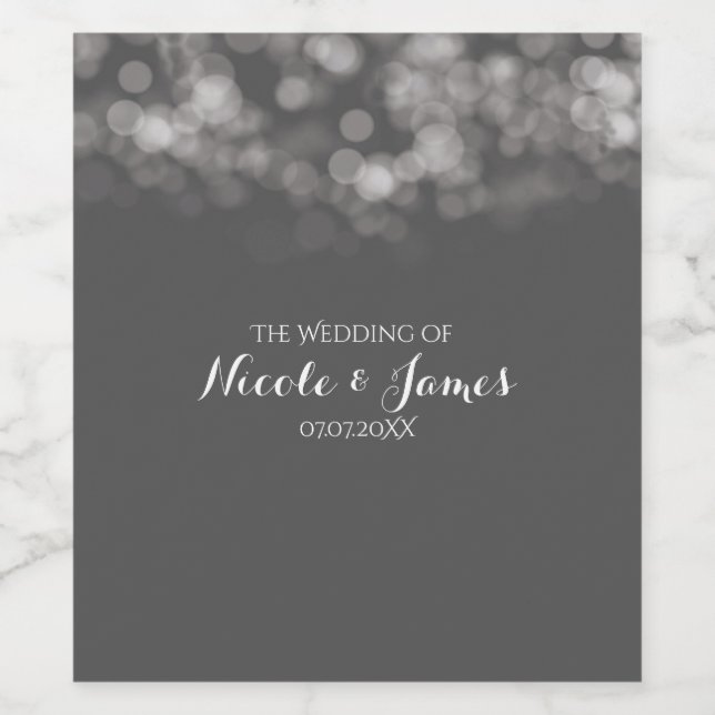 Grey Modern Minimal Lights Chic Elegant Glam Wine Label (Single Label)