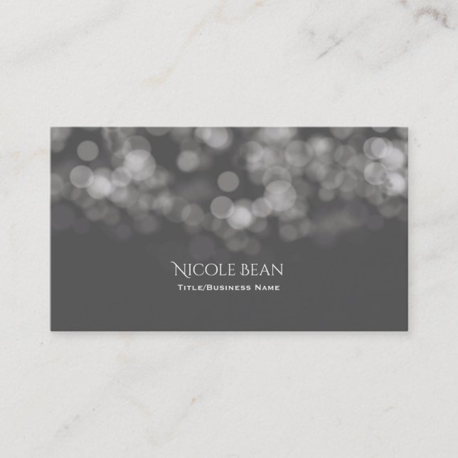 Grey Modern Minimal Lights Chic Elegant Glamour Business Card (Front)