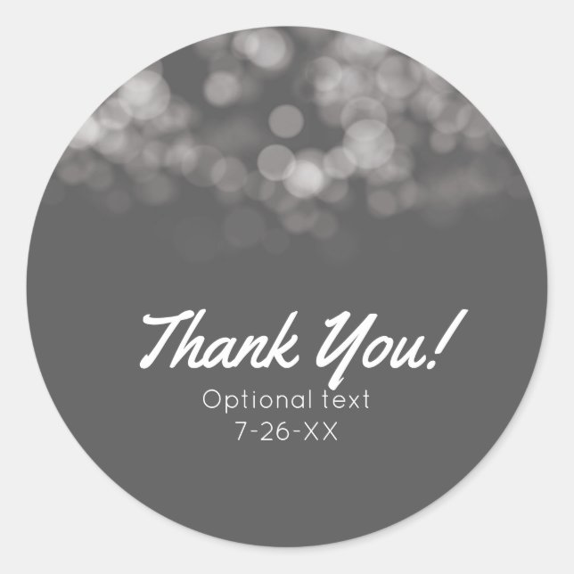 Grey Modern Minimal Lights Chic Party Custom Favor Classic Round Sticker (Front)