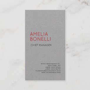 Grey Modern Minimalist Professional Plain Casual Business Card