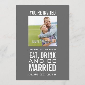 Grey Modern Photo Wedding Invitations by zazzleoccasions at Zazzle