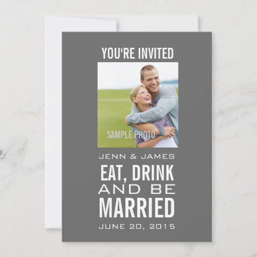 Grey Modern Photo Wedding Invitations