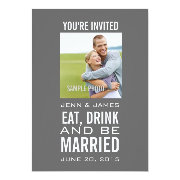 Grey Photo Wedding Invitations