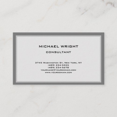 Grey Modern Plain Simple Attractive Minimalist Business Card