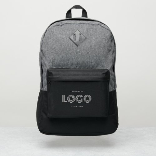 Grey Modern Rectangular Logo Port Authority Backpack