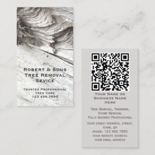 Grey Modern Rustic Tree Professional Add QR Code Business Card
