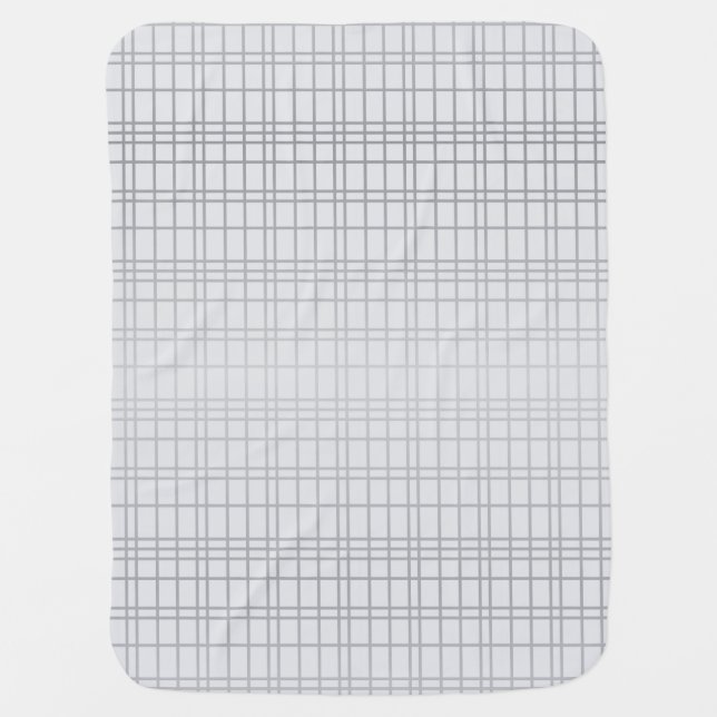 Grey, modern, simple, cool, trendy grid lines baby blanket (Front)