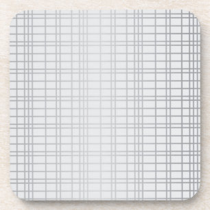 Grey, modern, simple, cool, trendy grid lines beverage coaster