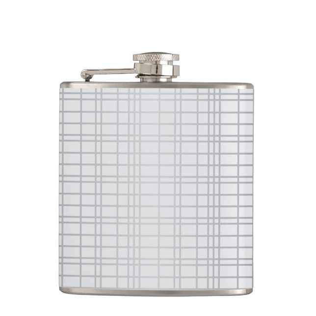 Grey, modern, simple, cool, trendy grid lines flask (Front)