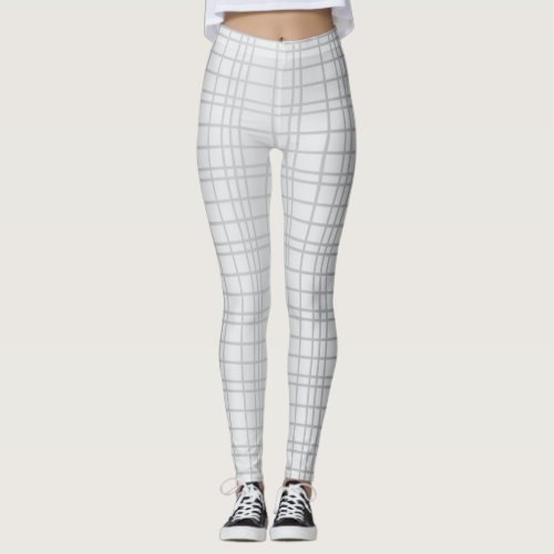 Grey modern simple cool trendy grid lines leggings