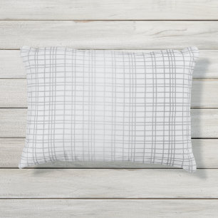 Grey, modern, simple, cool, trendy grid lines outdoor pillow