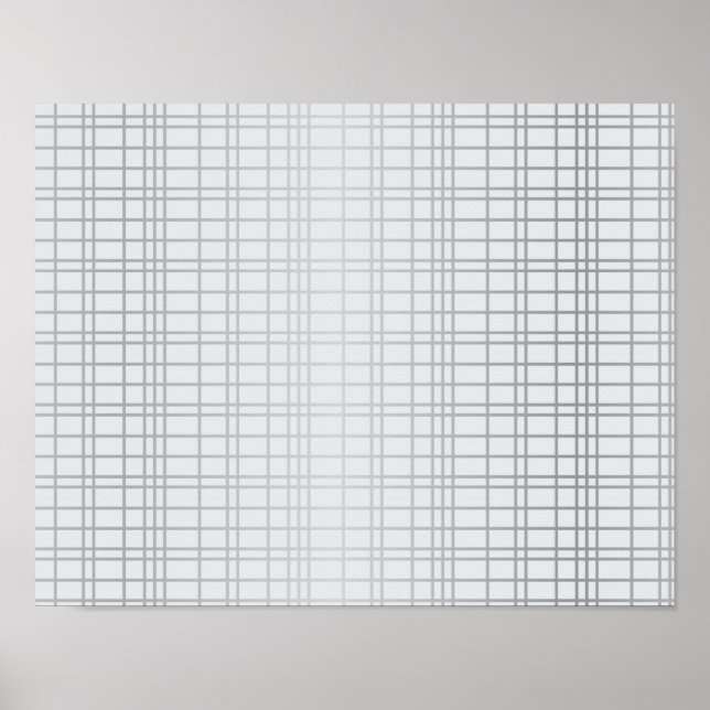 Grey, modern, simple, cool, trendy grid lines poster (Front)
