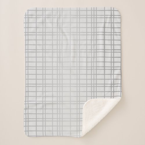 Grey modern simple cool trendy grid lines sherpa blanket