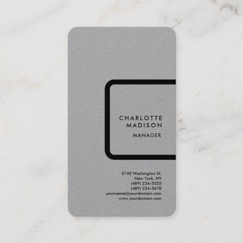 Grey Modern Simple Minimalist Plain Professional Business Card