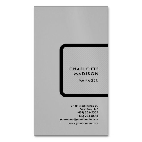 Grey Modern Simple Minimalist Plain Professional Business Card Magnet