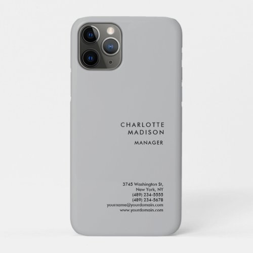 Grey Modern Simple Minimalist Plain Professional iPhone 11 Pro Case