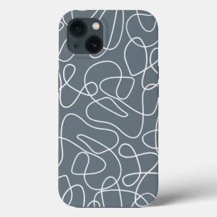 Grey Modern Wavy Lines Pattern iPhone 13 Case