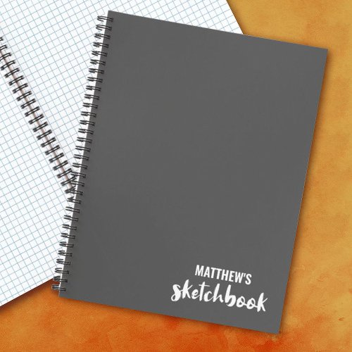 Grey Monogram Artist Sketchbook Notebook