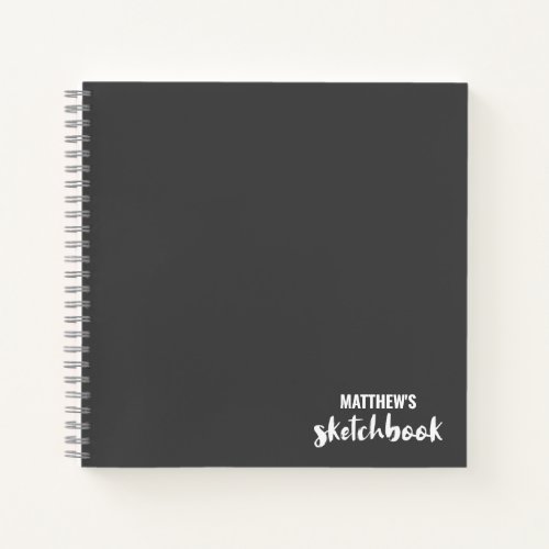 Grey Monogram Artist Sketchbook Notebook