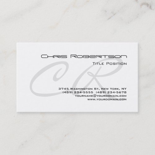 Grey Monogram Black White Charming Business Card