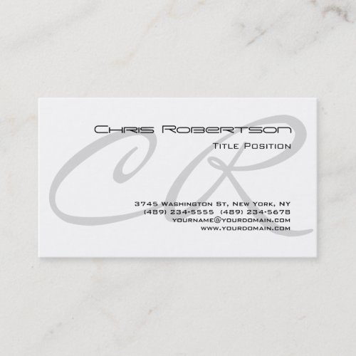 Grey Monogram Black White Charming Business Card