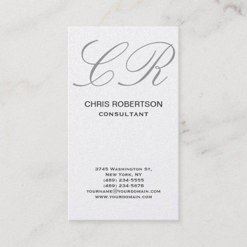 Grey Monogram Consultant Business Card