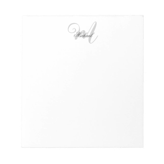 Grey Monogram Minimalist Plain Chic Notepad (Front)