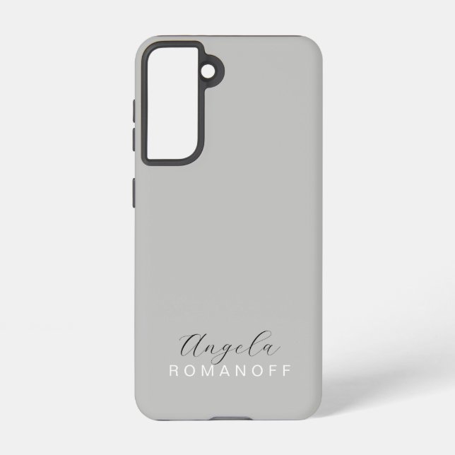 Grey Monogram Modern Minimalist Feminine Samsung Galaxy Case (Back)