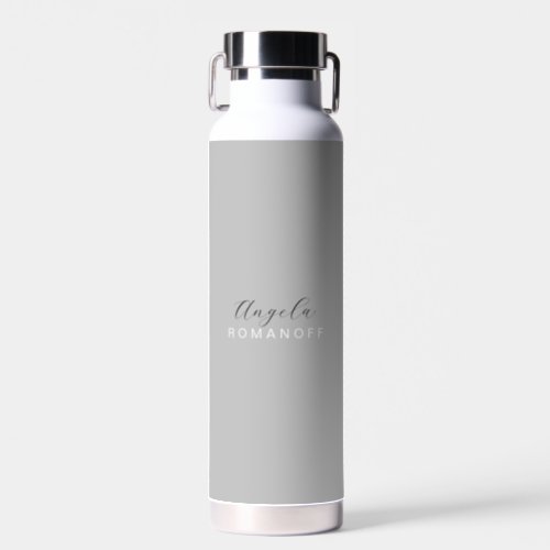 Grey Monogram Modern Minimalist Water Bottle