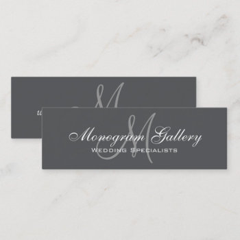 Grey Monogram Simple Customizable Mini Business Card by monogramgallery at Zazzle