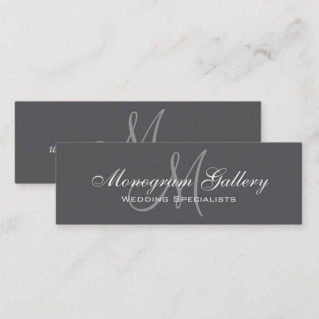 Grey Monogram Simple Customizable Mini Business Card