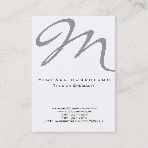 Grey Monogram White Unique Design Business Card