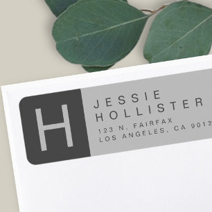Grey Monogrammed Return Address Label