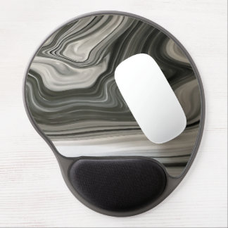 Grey Monotone Artistic Acrylic Pour Abstract Gel Mouse Pad
