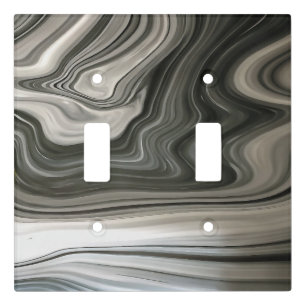 Grey Monotone Artistic Acrylic Pour Abstract Light Switch Cover