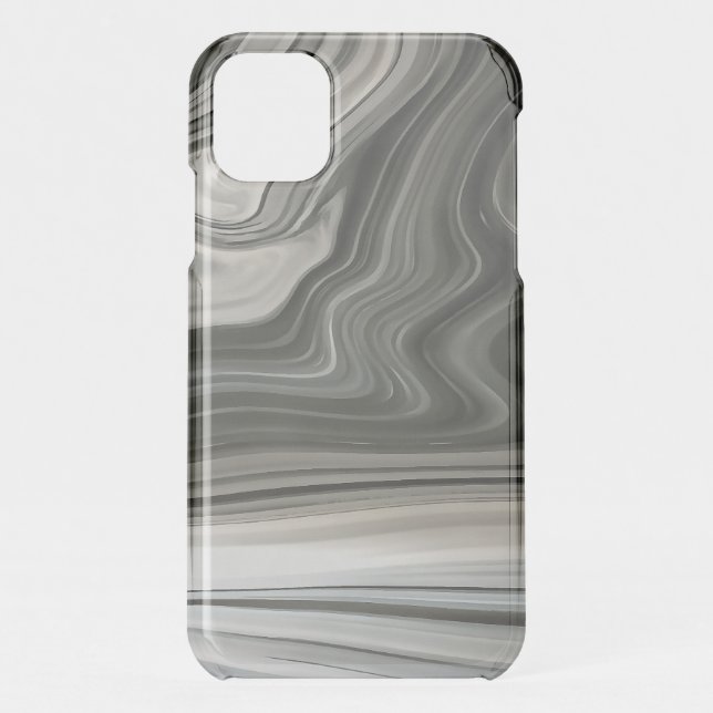 Grey Monotone Artistic Acrylic Pour Abstract Uncommon iPhone Case (Back)