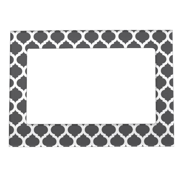 Grey Moroccan Pattern Magnet Picture Frame (Front)
