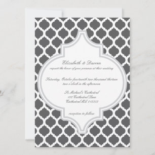 Grey Moroccan Pattern Wedding Invitations