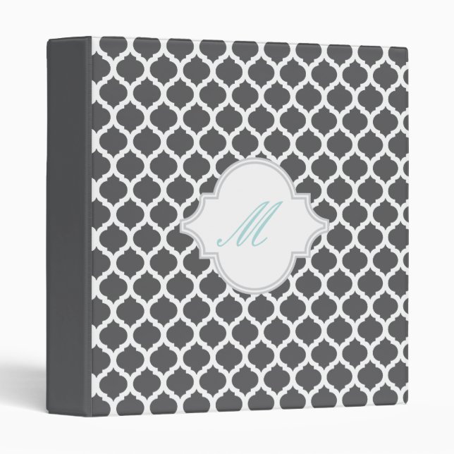 Grey Moroccan Pattern with Monogram Photo Binders (Front/Spine)