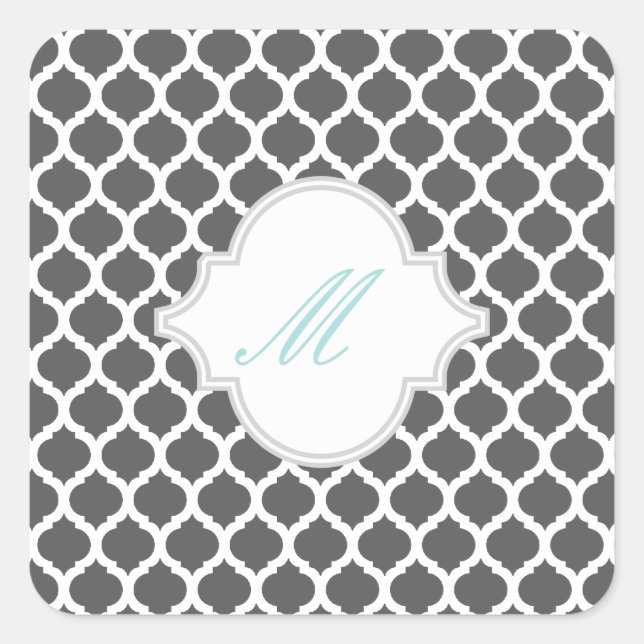 Grey Moroccan Pattern with Monogram Stickers (Front)