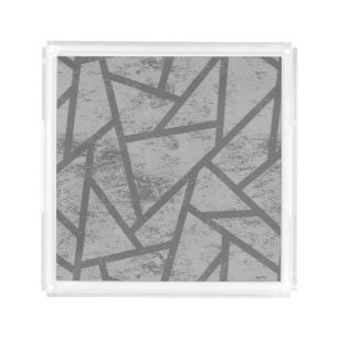 Grey mosaic pattern acrylic tray