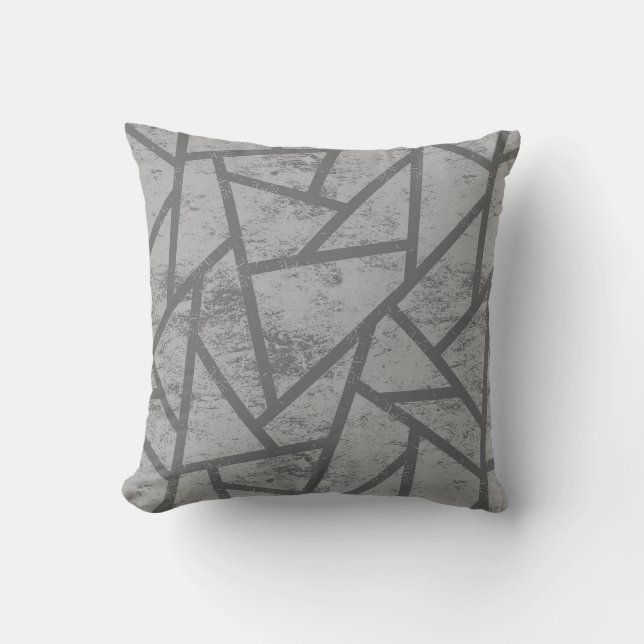 Grey mosaic pattern throw pillow (Front)